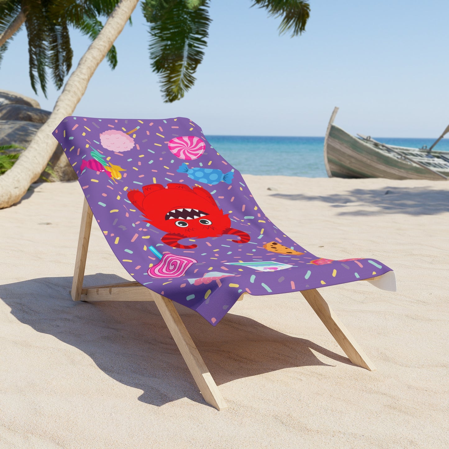 Candy Monster Beach Towel- Light Purple