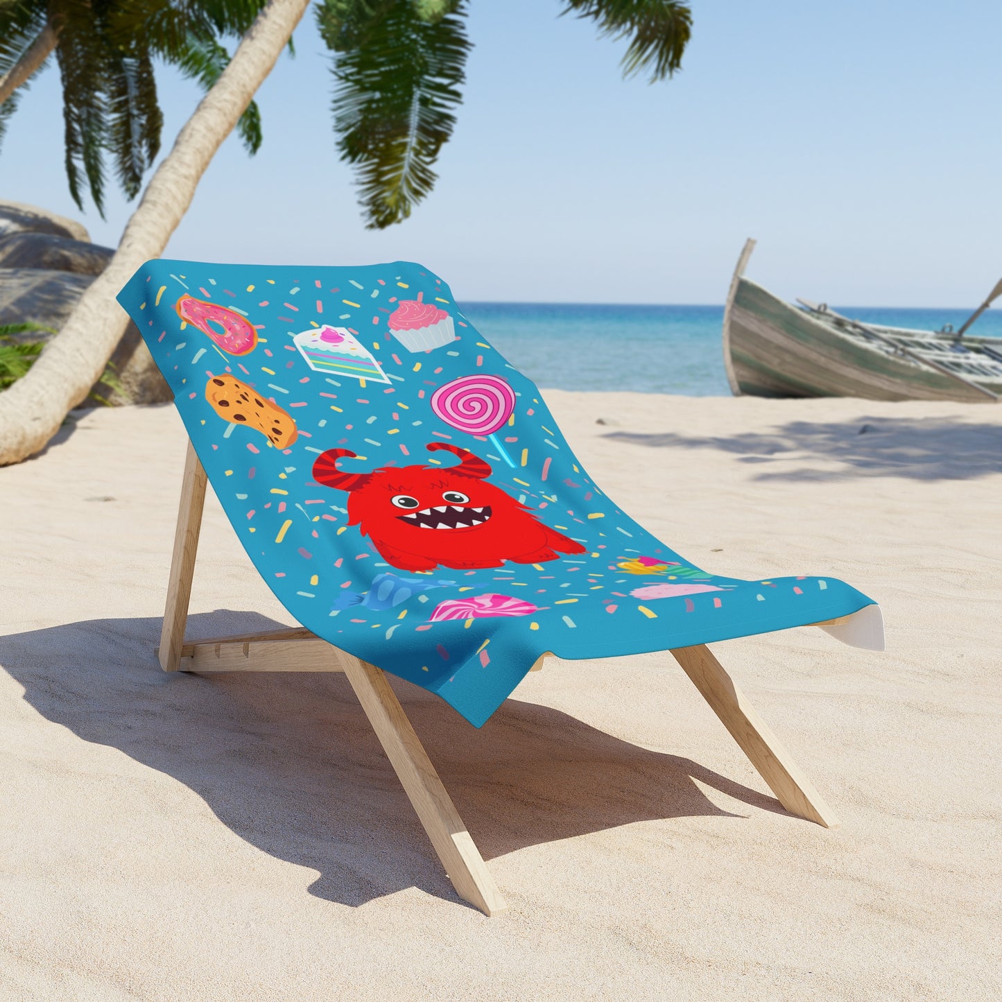 Candy Monster Beach Towel- Turquoise