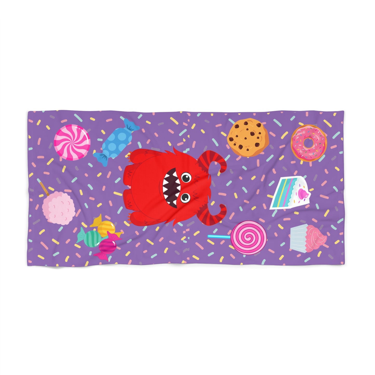 Candy Monster Beach Towel- Light Purple