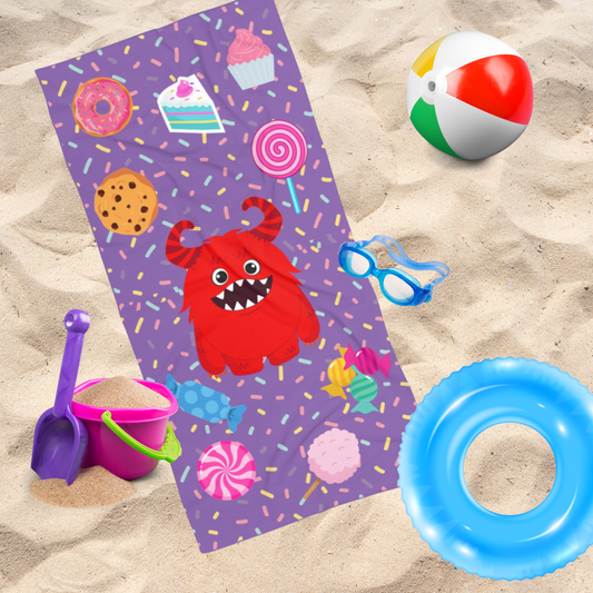 Candy Monster Beach Towel- Light Purple